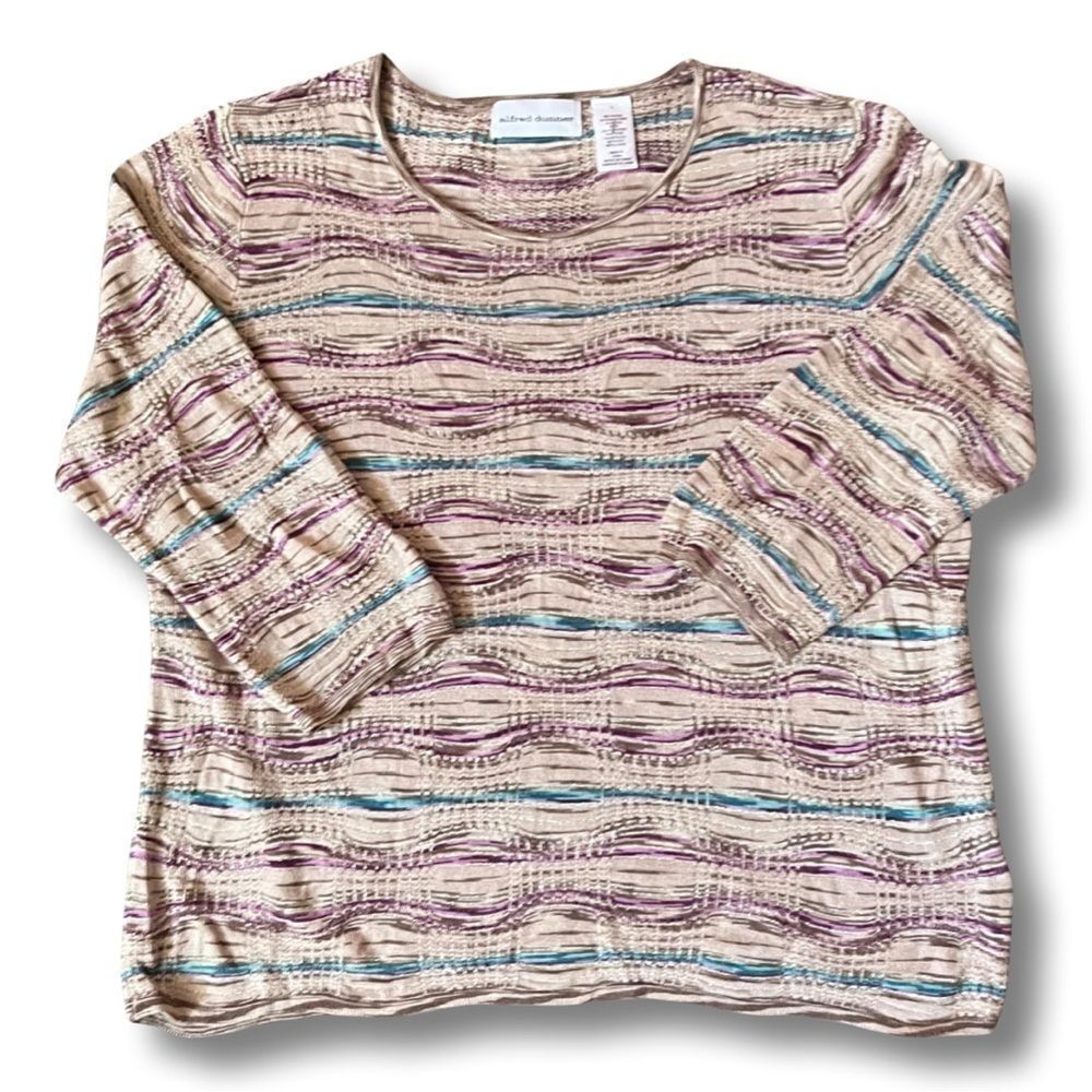NWOT Alfred Dunner Lightweight Metallic Striped Sweater